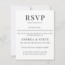 Minimalist Wedding RSVP Card | Elegant Classic