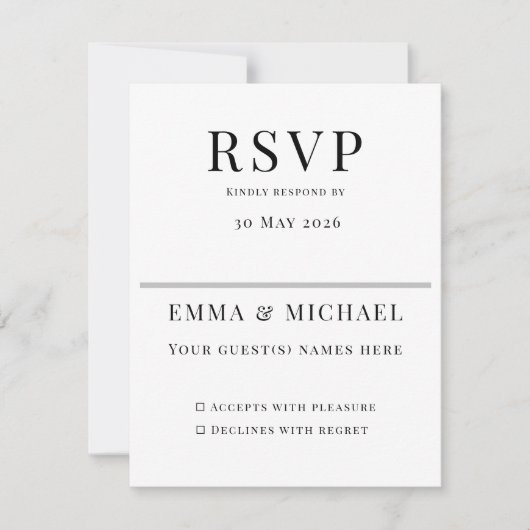 Minimalist Wedding RSVP Card | Elegant Editable (Voorkant)
