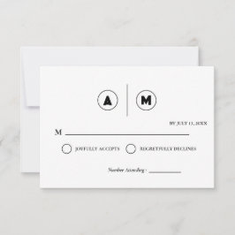 Minimalist Wedding RSVP Card | Simple Black &White Kaart