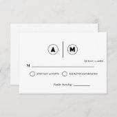 Minimalist Wedding RSVP Card | Simple Black &White Kaart (Voorkant / Achterkant)