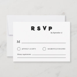 Minimalist Wedding RSVP Card | Simple Black &White Kaart