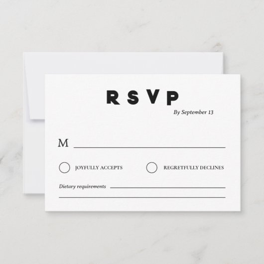 Minimalist Wedding RSVP Card | Simple Black &White Kaart (Voorkant)