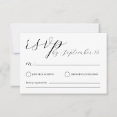Minimalist Wedding RSVP Card | Simple Black &White Kaart (Voorkant)
