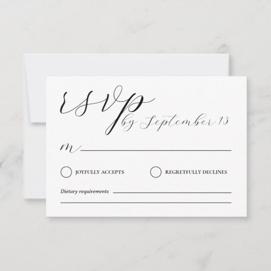 Minimalist Wedding RSVP Card | Simple Black &White Kaart (Voorkant)