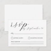 Minimalist Wedding RSVP Card | Simple Black &White Kaart (Voorkant / Achterkant)