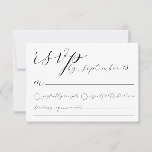 Minimalist Wedding RSVP Card | Simple Black &White Kaart (Voorkant)