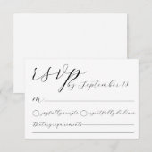 Minimalist Wedding RSVP Card | Simple Black &White Kaart (Voorkant / Achterkant)