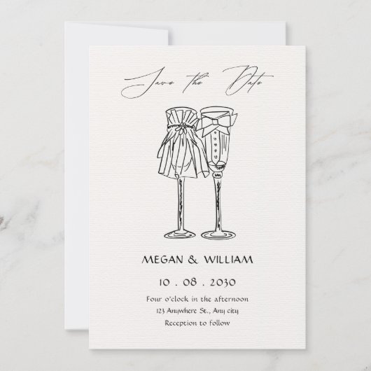 Minimalist wedding  save the date (Voorkant)