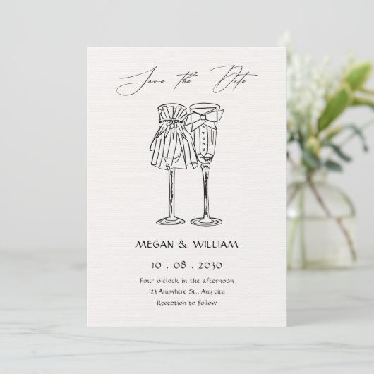 Minimalist wedding save the date (Staand voorkant)