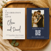 Minimalist Wedding Script Photo QR Code  Kaart