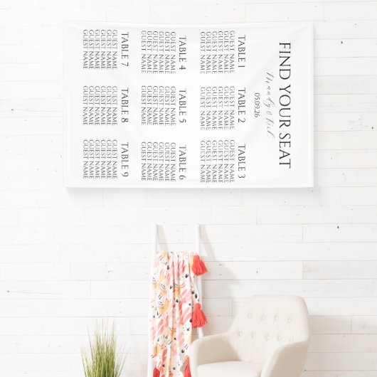 Minimalist Wedding Seating Chart | Custom Modern  Spandoek (Insitu)