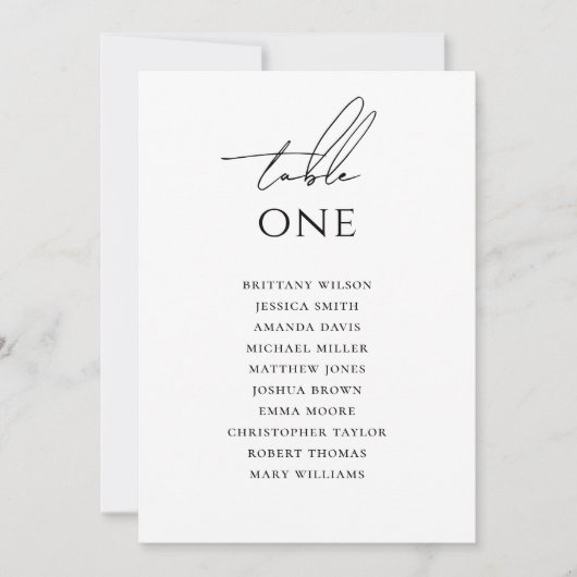 Minimalist Wedding Seating Chart | Elegant Simple  Kaart (Voorkant)