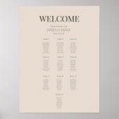 Minimalist Wedding Seating Plan (10) Soft Latte Poster (Voorkant)
