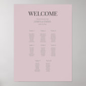 Minimalist Wedding Seating Plan (8) Dusky Rose Poster (Voorkant)