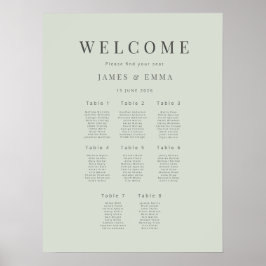 Minimalist Wedding Seating Plan(8) Pale Sage Poster