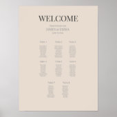 Minimalist Wedding Seating Plan (8) Soft Latte Poster (Voorkant)