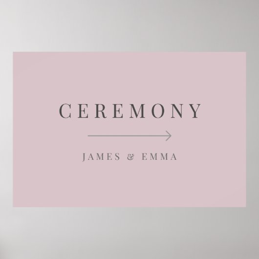 Minimalist Wedding Sign Dusky Rose Poster (Voorkant)