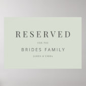 Minimalist Wedding Sign Pale Sage Poster (Voorkant)