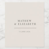 Minimalist Wedding | Soft Beige Wijn Etiket (Enkel label)