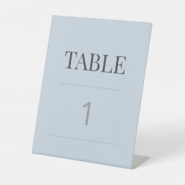 Minimalist Wedding Table Number | Dusky Blue Reclamebord Met Voetstuk