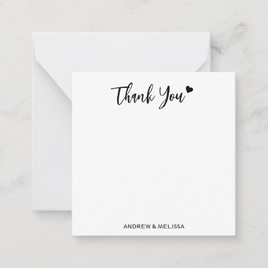 Minimalist Wedding Thank You Newlyweds Couple Notitiekaartje (Voorkant)