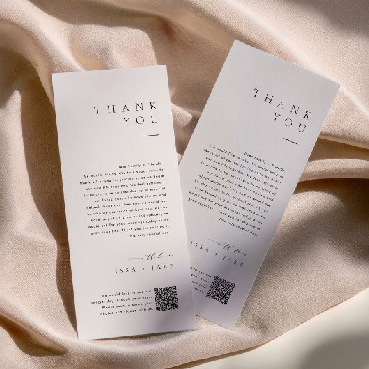 Minimalist Wedding Thank You Note with QR Code Menu