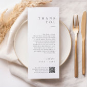 Minimalist Wedding Thank You Note with QR Code Menu