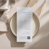 Minimalist Wedding Thank You Note with QR Code Menu