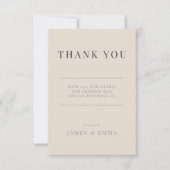 Minimalist Wedding Thank You Soft Latte Bedankkaart (Voorkant)