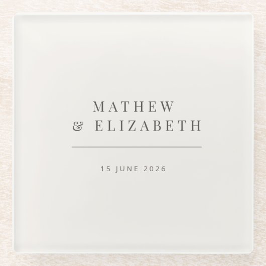 Minimalist Wedding  | Warm White Glazen Onderzetter (Voorkant)