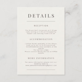 Minimalist Wedding Warm White Informatiekaartje