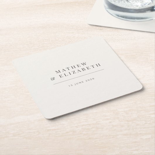 Minimalist Wedding  | Warm White Kartonnen Onderzetters (Schuin)
