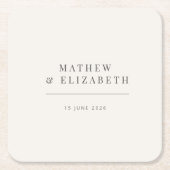 Minimalist Wedding  | Warm White Kartonnen Onderzetters (Voorkant)