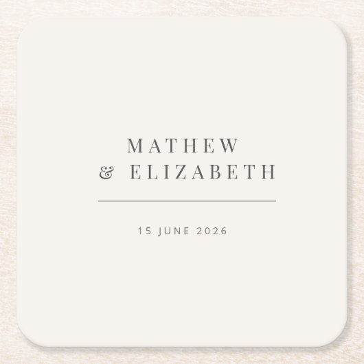 Minimalist Wedding  | Warm White Kartonnen Onderzetters (Voorkant)