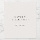 Minimalist Wedding | Warm White Wijn Etiket (Enkel label)