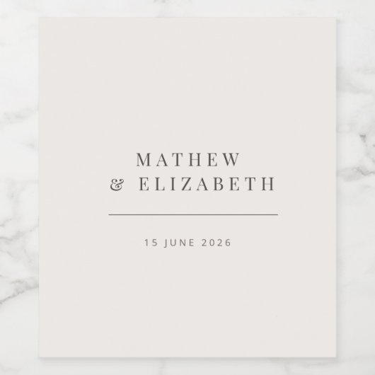 Minimalist Wedding | Warm White Wijn Etiket (Enkel label)