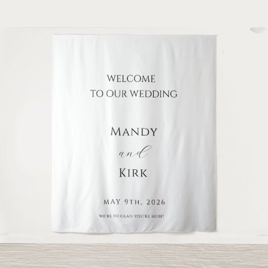 Minimalist Wedding Welcome Sign Backdrop Banner Wandkleed (Voorkant)