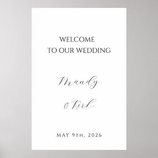 Minimalist Wedding Welcome Sign | Custom Modern  Poster (Voorkant)