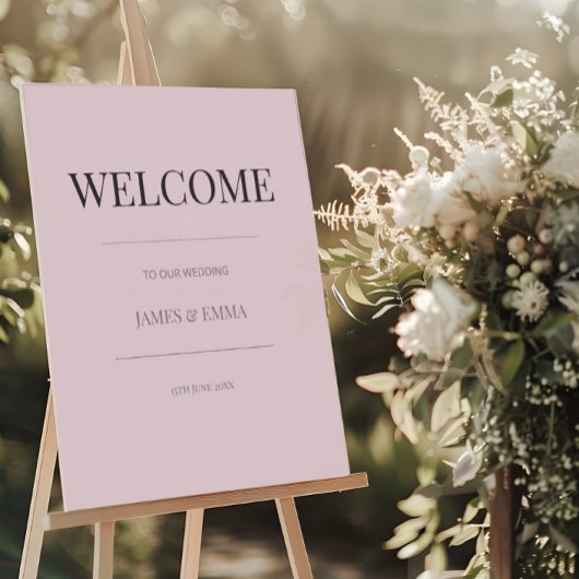 Minimalist Wedding Welcome Sign Dusky Rose Poster
