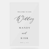 Minimalist Wedding Welcome Sign Elegant Script Acryl Bord (Voorkant)