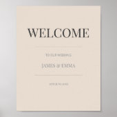 Minimalist Wedding Welcome Sign Soft Latte Poster (Voorkant)
