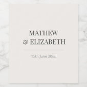 Minimalist Wedding Wine Labels | Warm Ivory Wijn Etiket (Enkel label)