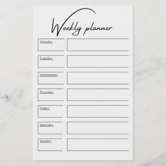 Minimalist Weekly Planner Vertical Schedule Layout Flyer
