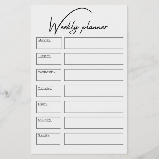Minimalist Weekly Planner Vertical Schedule Layout Flyer (Achterkant)