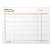 Minimalist Weekly Spending Tracker Notitieblok (Voorkant)