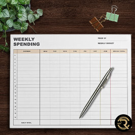 Minimalist Weekly Spending Tracker Notitieblok