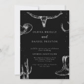 Minimalist Western Rustic Photo Black Wedding Kaart (Voorkant)