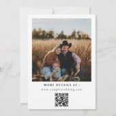 Minimalist Western Rustic Photo Qr Code Wedding Kaart (Achterkant)