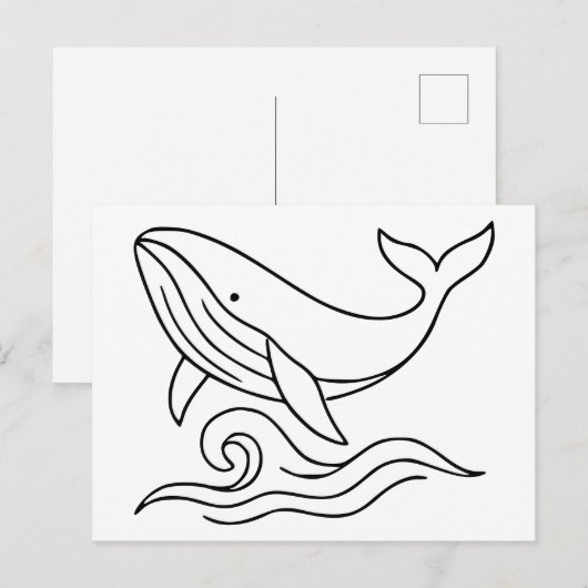 Minimalist Whale Line Art – Ocean Animal  Briefkaart (Voorkant / Achterkant)