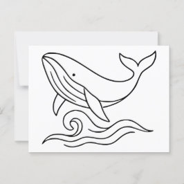 Minimalist Whale Line Art – Ocean Animal  Briefkaart